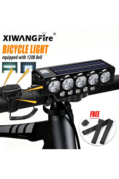 Choice4 ضوء دراجة XIWANGFIRE مع 15 مصباح LED وجرس 120 ديسيبل، مصباح أمامي للد...