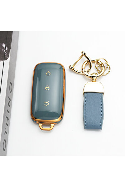 Choice4 grey set(GLD) TPU Car Key Case Shell Fob Cover Keychain Accessories f...