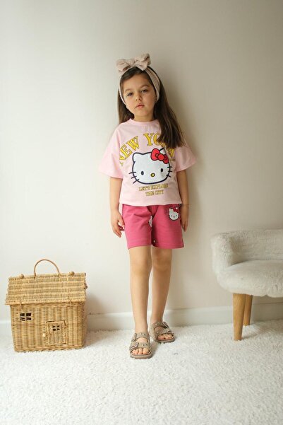 Asortik Kids طقم صيفي للبنات مع شورت تي شيرت وشورت - JLB-181