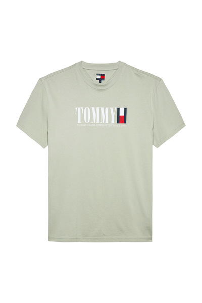 Tommy Hilfiger Tricou bărbătesc cu mânecă scurtă, cu logo și guler rotund, mă...