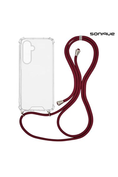 Sonique Θήκη Σιλικόνης με Κορδόνι Armor Clear Samsung Galaxy M35 5G Μπορντό