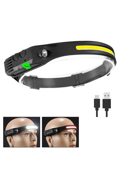 choice2 مصباح أمامي LED أبيض-أحمر COB قابل لإعادة الشحن عبر USB مع بطارية مدم...