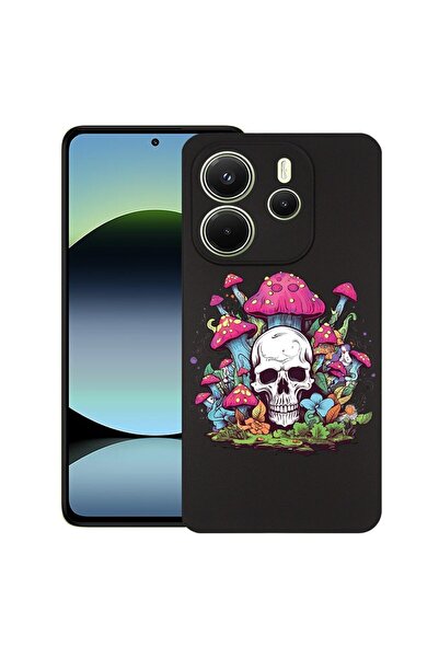bestcase Калъф за Xiaomi Redmi Note 14, Цветове на мечтите - Череп и гъби, Тъ...