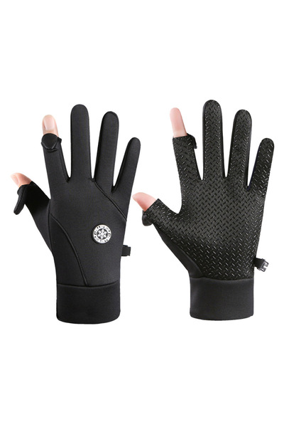 choice2 Two finger black Cycling Gloves Autumn Winter Warm Men Outdoor Hiking...
