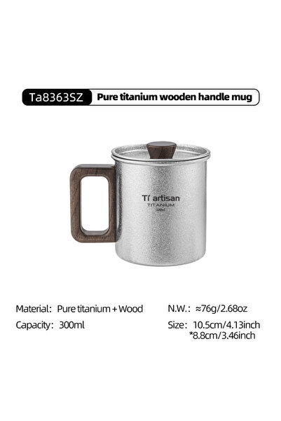 Choice 300ml-ice crystal Tiartisan Pure Titanium Mug Outdoor Camping Wooden H...