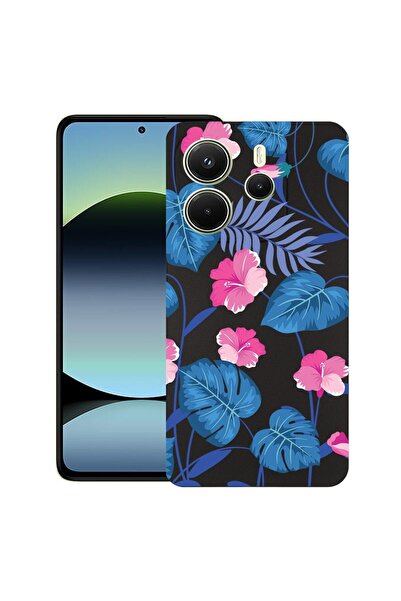 bestcase ¬Æ Husa pentru Xiaomi Redmi Note 14, Tropical Blue Flowers, Slim Sil...