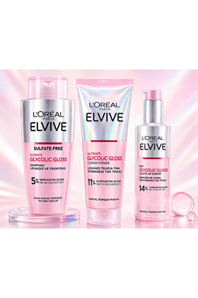 L'Oreal Paris Elvive Glycolic Gloss Parlak Veren Saç Bakım Rutini Seti: Şampu...
