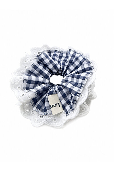 Louen lucie Pötikareli dantel detaylı scrunchies normal boy lastikli toka
