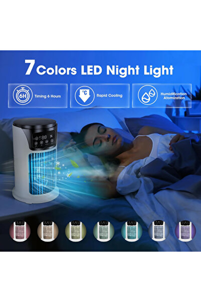 RUAY Smart Chill Cool Mist Fan Portable Air Cooler USB Rechargeable Mini Air Conditioner Humidifier Cooling Fan With Ice Cool Airflow LED Night Light, RA59