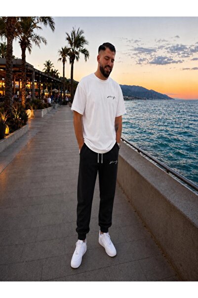 FAEL LİFE Unisex Wide Cut T-Shirt and Sweatpants King Hand Printed Set