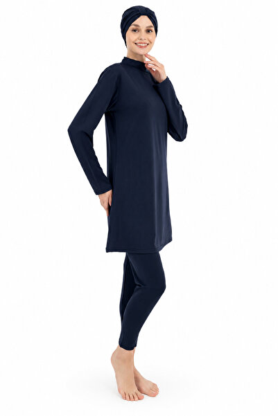 Tusebu Navy Blue Hijab Swimsuit Set, Includes Bonnet, Flexible Fabric, Fully ...