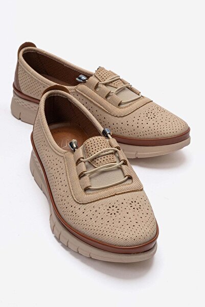 CCWAY AYAKKABI Pantofi casual de damă cu șireturi BEIGE DENIM