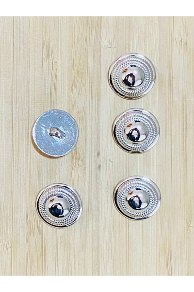 Lorin hobi Metalized Silver Color Button with Bottom Fixation 21 mm 5 Pcs