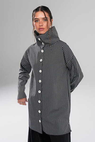tugfashion Sky Button Gömlek Siyah