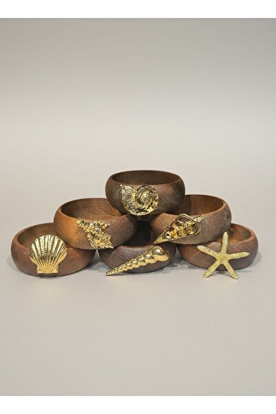 iQey Home 6-Piece Wooden Snack Bowl with Metal Figures Gold / Bowl 9 cm Small...