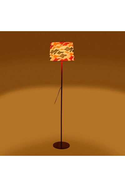 Evidea Lighting Metal Ayaklı Desenli Kumaş Başlık Lambader - Renkli - 150 cm