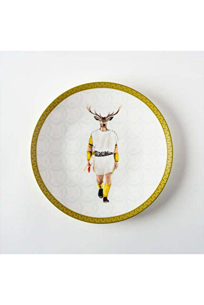 VİTELLİ Deer Roman Patterned Porcelain Serving Plate 25 cm