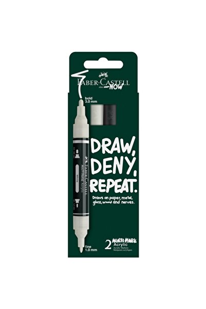Faber Castell Set of 2 Multimark black and white acrylic markers, Faber-Castell