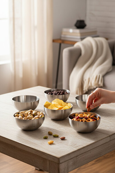 Akayev Aurea 6-Piece Stainless Steel Snack Bowl Set 9 cm