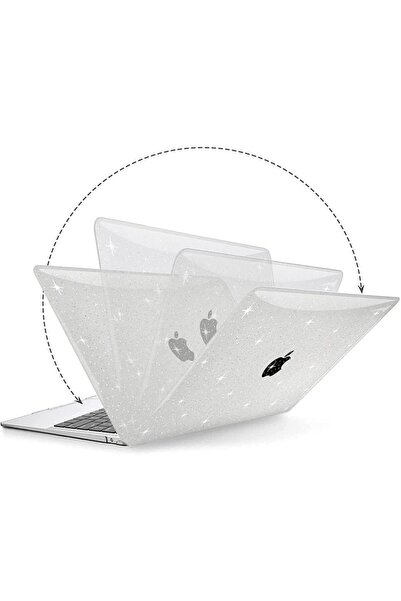 Techmaster Macbook Air M2 M3 M4 M5 13.6 A3113 A3240 A2681 ile Uyumlu Parlak Simli Şeffaf Kılıf Kapak Koruma