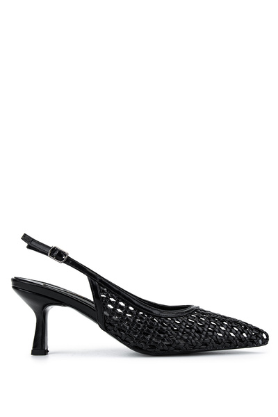 Tamer Tanca Women's Faux Leather Black Heeled Shoes