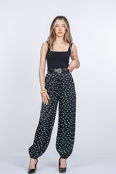 MissVina Stella Relaxed Fit Belted - Elastic Cuffed Shalwar Trousers 30400