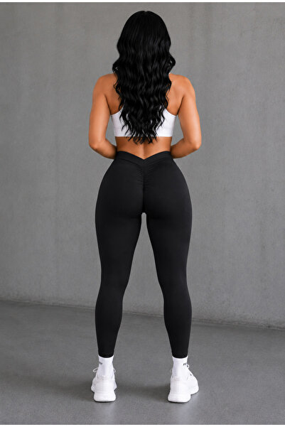 MAROVOAY Lycra Sports Tights with Gathered Back