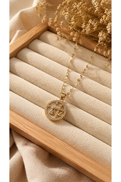 Tiştok accessory 316L Çelik Gold Terazi Burcu Kolye /Zirkon Taşlı Antialerjik...