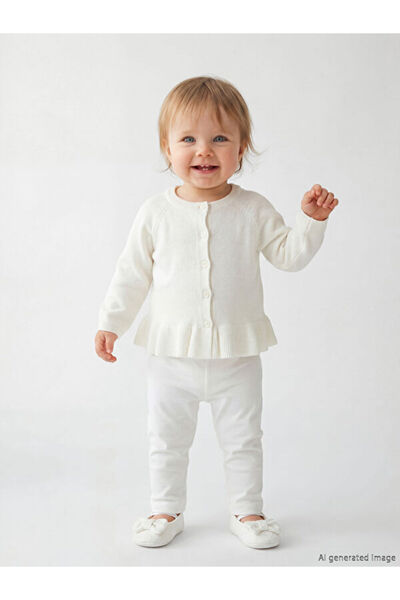 LC Waikiki Rmz Gi̇yi̇m Farkiyla Zero Roba Collar Baby Girl Knitwear Cardigan