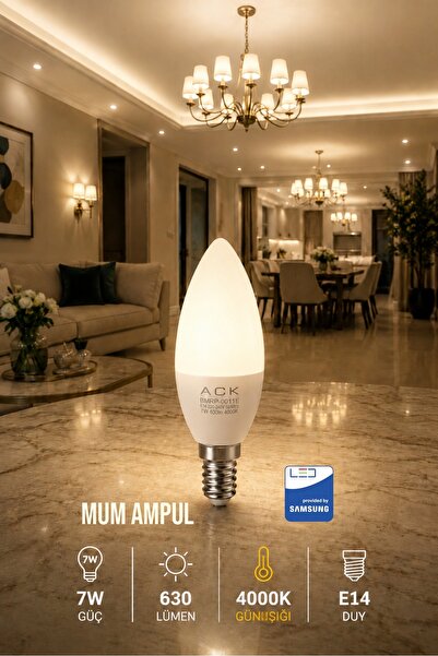 Aryes E14 Mum Ampul 7W 4000K Günışığı 630 Lümen Uzun Ömürlü LED