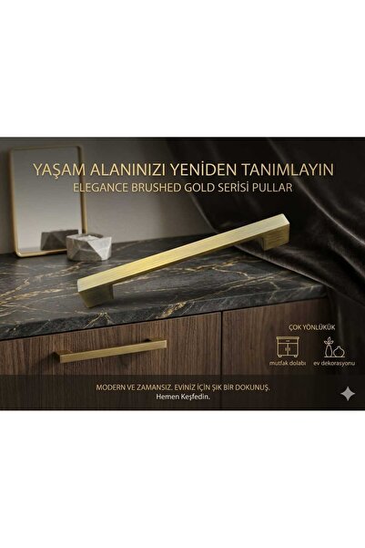 NİSAM AKS 695-160 mm mas fırçalı antik sarı kulp
