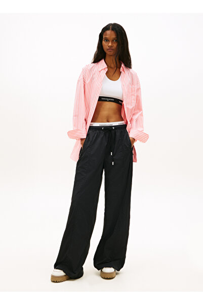 Tommy Jeans Siyah Kadın Standart Fit Pantolon TJW WAISTBAND TRACK PANTS EXT