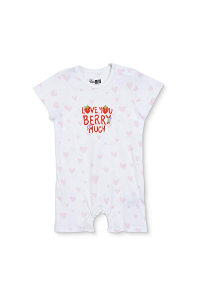 ebebek Hello Baby HelloBaby Kız Bebek Kısa Tulum Kalp Baskılı Çıtçıtlı Bisikl...