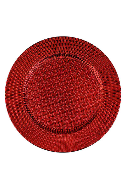 Zumzeria Round Red Plastic Christmas Decorative Plate with Relief Pattern Ø33cm