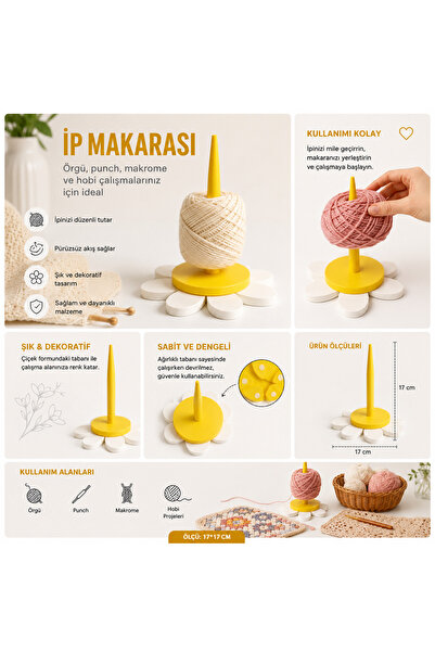 Major Hobi Çiçek Tabanlı İp Makarası Standı Örgü ve Makrome İp Düzenleyici