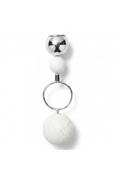 AKDC Silver Metal Candle Holder with Round Chalk Base – 20 cm