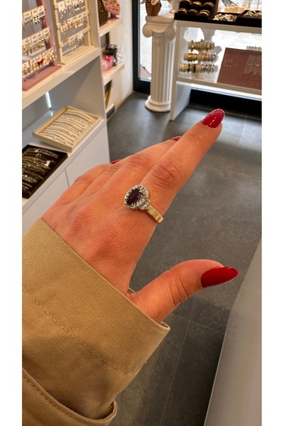 GLARE JEWELRY CO Tasarım Zirkon Taşlı Damla Modeli Yeşil veya Kırmızı Taşlı 1...