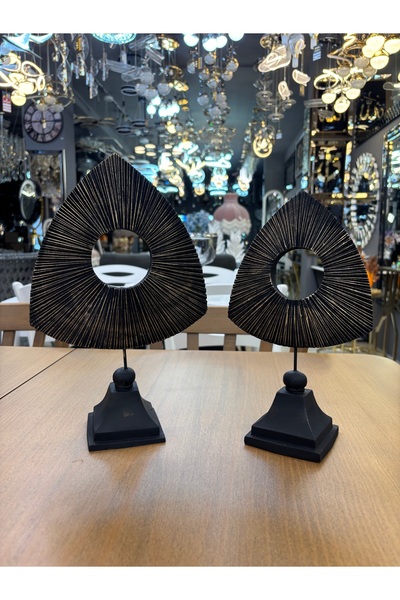 COOLOVS Dekoratif 2’li Polyester Obje Siyaha Eskitme Seti Modern Ev Aksesuarı...