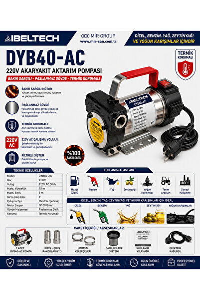 İBELTECH 220V Dizel Benzin Yağ Aktarma Pompası Bakır Sargılı Mazot Pompası 21...