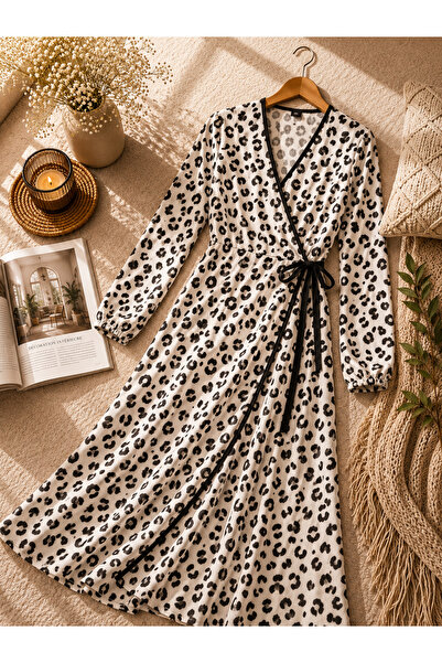 Defkay Stylish Vintage Patterned Cotton Double-Breasted Dress – Side-Tie Comf...