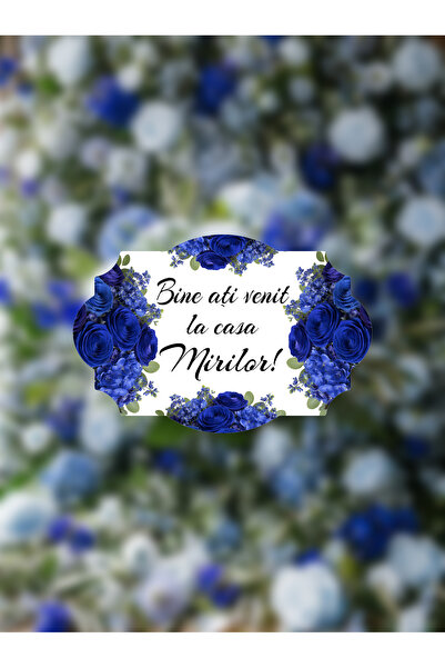 OEM "Welcome to the Bride's Home!" Signs, Black, Blue Flowers Design, 46x31 cm