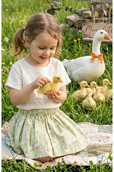miccolatte for you tiny heart Baby and Girls' Patterned Poplin Skirt with Ela...