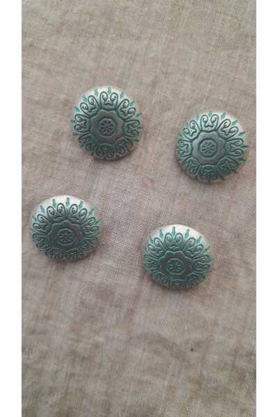 ILCARE Matte Silver Plated Metal Button 20 mm 4 Pieces