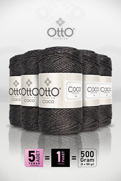 Otto Coco - Anthracite - 5-Pack - 2Mm/100Gr/125M - Glitter Cotton Bag and Acc...