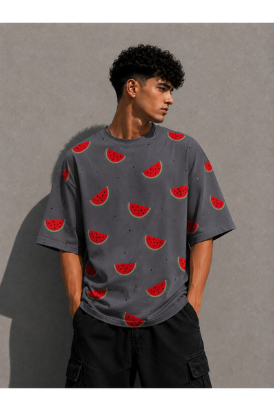 Nulivez Palestine Watermelon Patterned Oversize Unisex T-Shirt – Watermelon P...