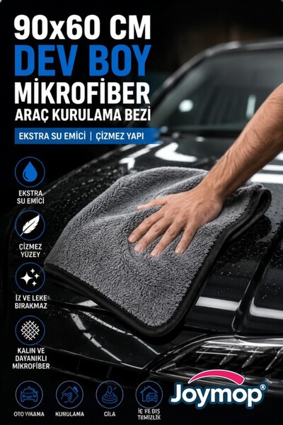 JOYMOP 90x60 Cm Maxi Boy Mikrofiber Araç Kurulama ve Oto Yıkama Bezi Extra Su...