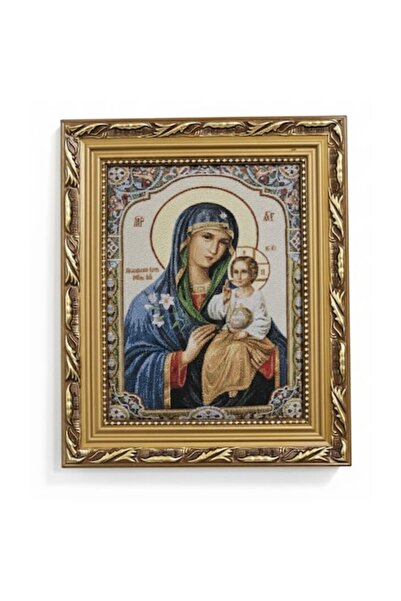 OEM Orthodox Textile Icon (Goblen), Mounted on Wood Support, Gold Baroque Woo...