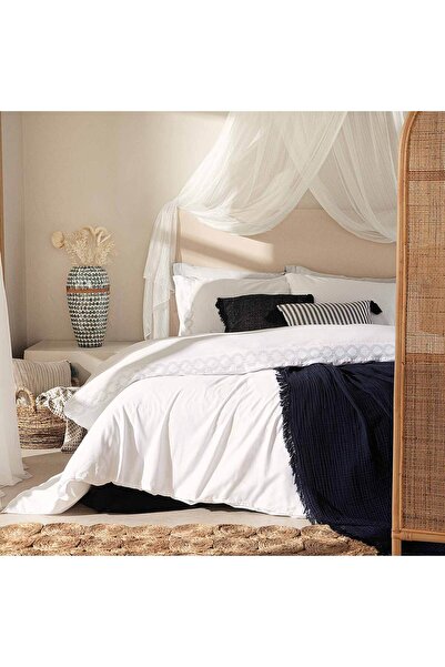 Chakra Lodos 100% Cotton Double Duvet Cover Set 200X220 cm White