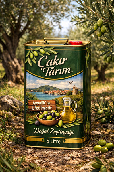 ÇAKIR Ayvalık Direkt Köylüden Hakiki Soğuk Sıkım Zeytinyağı 5 Lt (0.5 Dizyem)...