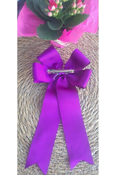 BİRİCİK COLLECTİON Purple Satin Clip-On Children's Hairpin